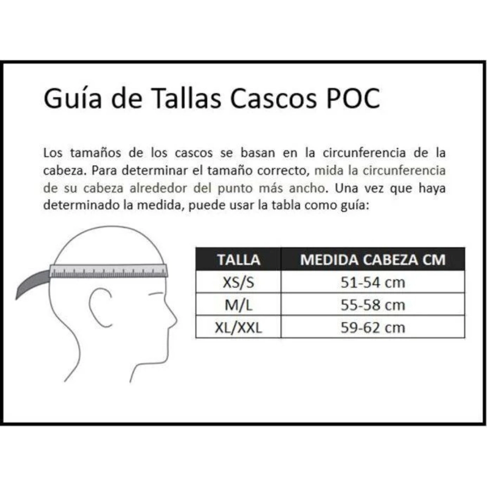 Guía de tallas casco POC Obex Pure
