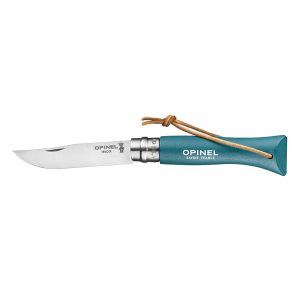 Cuchillo Opinel N°6 Trekking turquesa con mango ergonómico y cordón