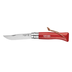 Cuchillo Opinel N°8 trekking color rojo con hoja de acero inoxidable y mango ergonómico