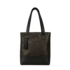 Cartera de cuero negra con diseño clásico y terminaciones elegantes