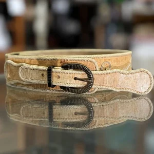 Cinturón fino costura cuyana con hebilla chapeada artesanal | El Carpincho