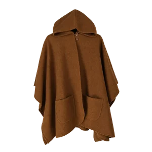Poncho de lana con capucha color canela estilo huaso tradicional