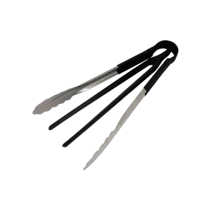Set de 2 pinzas para parrilla Wayu de acero inoxidable con mango negro antideslizante