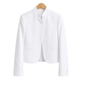 Chaqueta huasa tradicional blanca para mujer confeccionada con diseño chileno