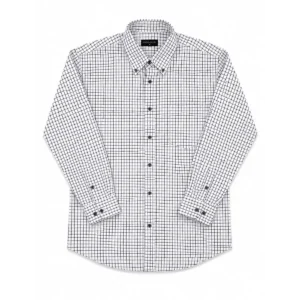 Camisa Missouri de cuadros blanco y negro con manga larga y cuello Button Down