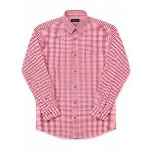 Camisa Missouri de microcuadros rojo y blanco con manga larga y cuello Button Down