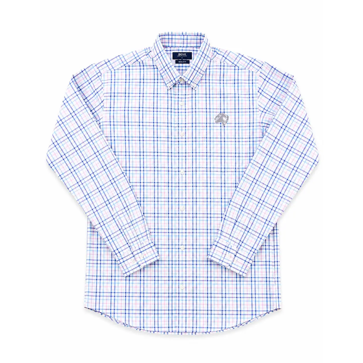 Camisa SGVI de cuadros azul, rosa y blanco con manga larga